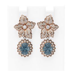 7.59 ctw Blue Topaz & Diamond Earrings 18K Rose Gold