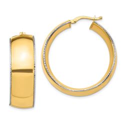 14k Two-Tone Polished Hoop Earrings - 3x31 mm