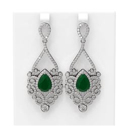 11.26 ctw Emerald & Diamond Earrings 18K White Gold