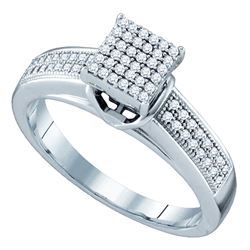 Sterling Silver Womens Round Diamond Square Bridal Wedding Engagement Ring 1/4 Cttw