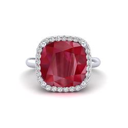 6 ctw Ruby & Micro Pave VS/SI Diamond Certified Ring 18k White Gold