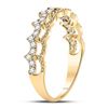 Image 3 : 10kt Yellow Gold Womens Round Diamond Scalloped Stackable Band Ring 1/4 Cttw