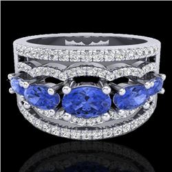 2.25 ctw Tanzanite & Micro Pave VS/SI Diamond Designer Ring 10k White Gold