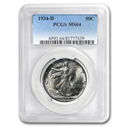 1934-D Walking Liberty Half Dollar MS-64 PCGS