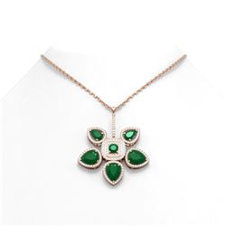 15.50 ctw Emerald Diamond Necklace 18K Rose Gold