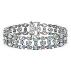 25.07 ctw Sky Topaz & Diamond Bracelet 10K White Gold