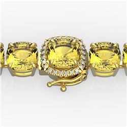 35 ctw Citrine & Micro Pave Diamond Bracelet 14k Yellow Gold