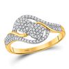 Image 1 : 10kt Yellow Gold Womens Round Diamond Double Circle Cluster Ring 1/5 Cttw