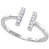 Image 1 : Sterling Silver Womens Round Diamond Bisected Parallel Bar Band Ring 1/10 Cttw