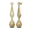 Image 2 : 1.55 ctw Diamond & Pearl Earrings 18K Yellow Gold