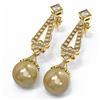 Image 3 : 1.55 ctw Diamond & Pearl Earrings 18K Yellow Gold