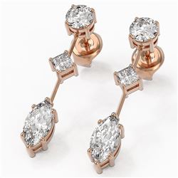 1.85 ctw Marquise Cut Diamond Designer Earrings 18K Rose Gold