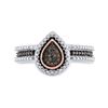 Image 2 : Sterling Silver Womens Round Brown Diamond Teardrop Cluster Ring 1/6 Cttw