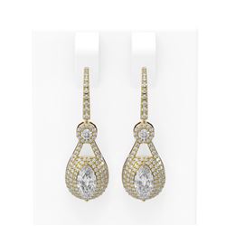 3.9 ctw Marquise Diamond Earrings 18K Yellow Gold