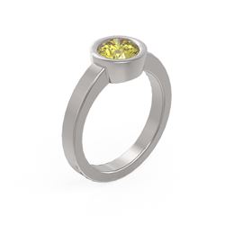 1 ctw Fancy Yellow Diamond Ring 18K White Gold