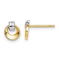 14k w/Rhodium Circle Post Earrings - 34 mm