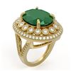 Image 2 : 13.85 ctw Certified Emerald & Diamond Victorian Ring 14K Yellow Gold