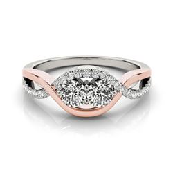 0.88 ctw Certified VS/SI Diamond 2 Stone Ring 14k 2Tone Gold