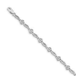 14k White Gold Polished Diamond Heart Bracelet - 7 in.