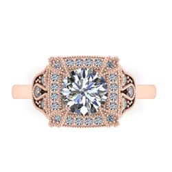 1.75 ctw Solitaire VS/SI Diamond Ring Art Deco 14k Rose Gold