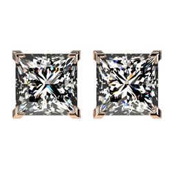 2.50 ctw VS/SI Quality Princess Diamond Stud Earrings 10k Rose Gold