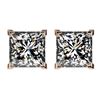 Image 1 : 2.50 ctw VS/SI Quality Princess Diamond Stud Earrings 10k Rose Gold