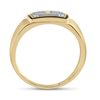Image 3 : 10kt Yellow Gold Mens Round Diamond Cross Band Ring .02 Cttw