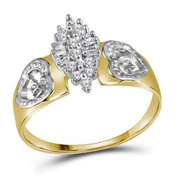 Yellow-tone Sterling Silver Womens Round Diamond Heart Mom Cluster Ring 1/8 Cttw