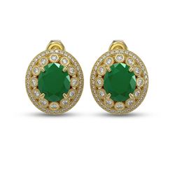 16.81 ctw Certified Emerald & Diamond Victorian Earrings 14K Yellow Gold