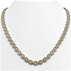20.16 ctw Fancy Citrine & Diamond Micro Pave Halo Necklace 10k White Gold