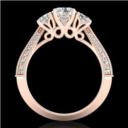 1.81 ctw VS/SI Diamond Art Deco 3 Stone Ring 18k Rose Gold