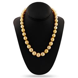 10 - 13mm Golden South Sea Pearl 14K Yellow Gold Necklace