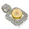 Image 2 : 14k White Gold Golden Pearl and 3.00 ctw Diamond Square Enhancer Slide Pendant