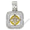 Image 9 : 14k White Gold Golden Pearl and 3.00 ctw Diamond Square Enhancer Slide Pendant