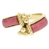 Image 2 : 14k Yellow Gold 2 Bezel Set Rectangular Pink Jade Bypass Ring