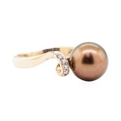 0.30 ctw Diamond and Chocolate Pearl Ring - 14KT Rose Gold