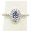 Image 4 : NEW Petite 14K Yellow Gold 0.50 ctw Oval Cut Tanzanite Ring w/ Round Diamond Hal