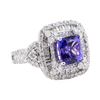 Image 1 : 4.25 ctw Tanzanite and Diamond Ring - 14KT White Gold