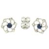 Image 1 : 14K White Gold 1.0 ctw Diamond & Sapphire Open Flower Design Stud Earrings