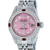 Image 2 : Rolex Ladies Stainless Steel Pink Diamond & Ruby Datejust Wristwatch