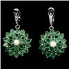 Image 1 : Natural Green Emerald Fire Opal 61 Ct Earrings