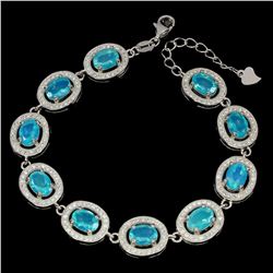 Natural Oval Blue Fire Opal Bracelet