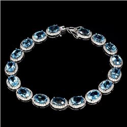 Natural Oval 8x6mm Swiss Blue Topaz Bracelet