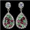 Image 1 : Natural Emerald Rhodolite Garnet Tanzanite Earrings