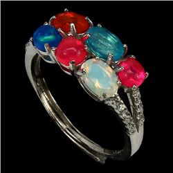 Natural Multi Color Opal Ring