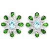 Image 1 : Natural SKY BLUE TOPAZ CHROME DIOPSIDE Earrings