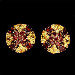 Natural Orange Mozambique Garnet Citrine Flower Earring
