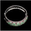 Image 3 : Natural Green Emerald & Rhodolite Garnet Bangle