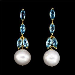 Natural Pearl & Topaz Earrings