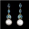 Image 1 : Natural Pearl & Topaz Earrings